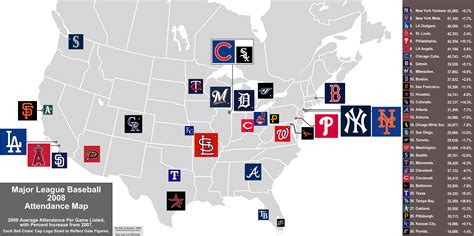 Mlb Major League Baseball 2008 Attendance Map Major League