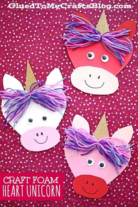 We are dore handmade valentine cards. Craft Foam Heart Unicorn - Kid Craft For Valentine's Day ...