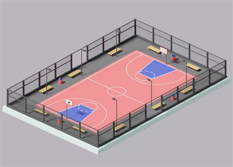Cartoon Smiple Basketball Court 3d Model Turbosquid 1537576