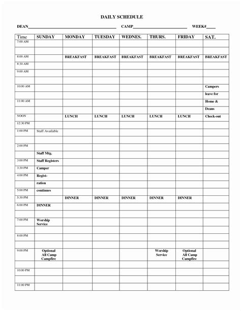 Daily Routine Schedule Template Inspirational 13 Blank Daily Calendar