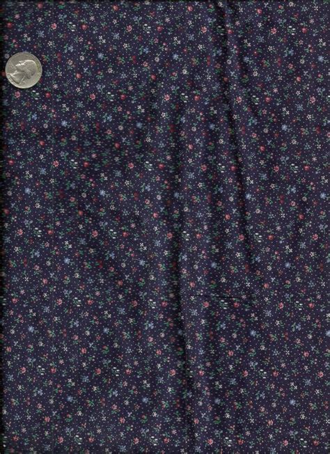 Cotton Calico Fabric Dark Blue Mini Flowers 4 14 Yards X0101 Etsy