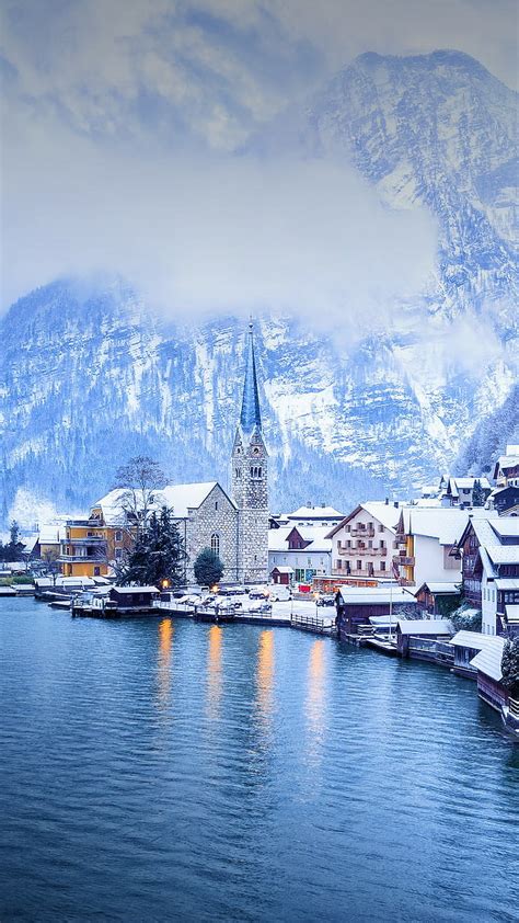 Hd Wallpaper Towns Hallstatt Austria Man Made Snow Winter