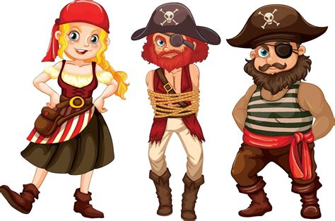 Set Of Pirate Cartoon Characters 5058950 Vector Art At Vecteezy