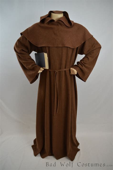 Mens Monk Robe Friar Tuck Costume Priest Medieval Cloak World Book Day