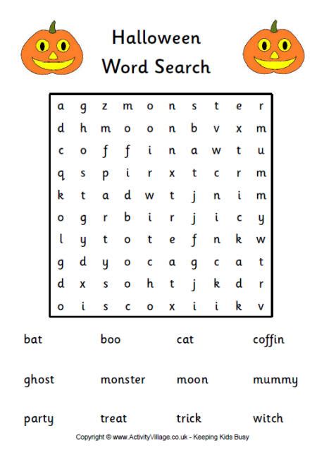 Halloween Word Search 1