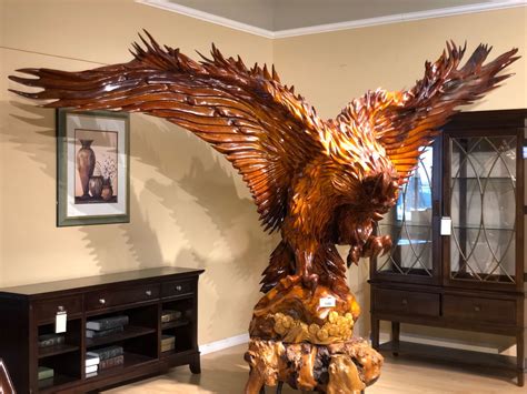 Immaculately Hand Carved Bald Eagle Carving 13 Wide Approx 8 Tall