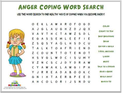 Anger Coping Word Search Sally Crossword Puzzles