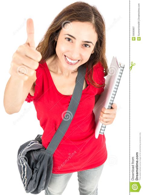 Student Girl Giving Thumbs Up Stock Image Image Of Holding Portrait