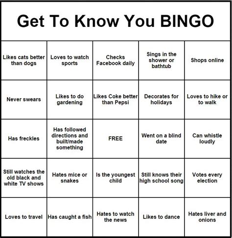 9 Best Get To Know Someone Bingo Images On Pinterest