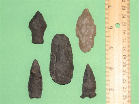 Five Prehistoric Indian Arrowheads Artifacts Agrohortipbacid