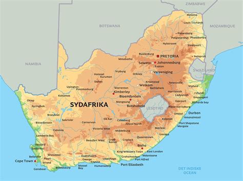 Kort Sydafrika Se De Største Byer I Sydafrika Eksempelvis