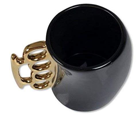 Caliber Gourmet Brass Knuckles Handle Self Defense Ceramic Coffee Mug