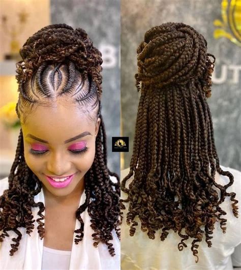 Braids With Ponytail And Box Braids In The Back In 2023 Hairdos For