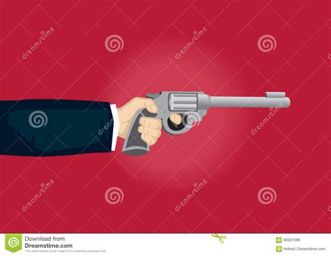 Hand Holding Gun Cartoon Vector Illustration Stock Vector