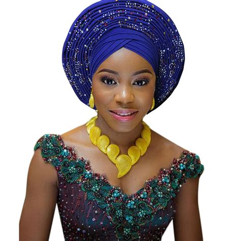 African Headtie Fashion Head Wraps African Turban Nigerian Auto Gele