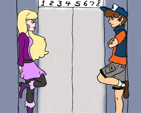 Elevator Tension In Color By Pngw1n On Deviantart Dipper And Pacifica Gravity Falls