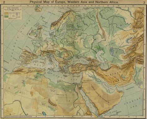 Physical Map Of Europe Western Asia And Northern Africa