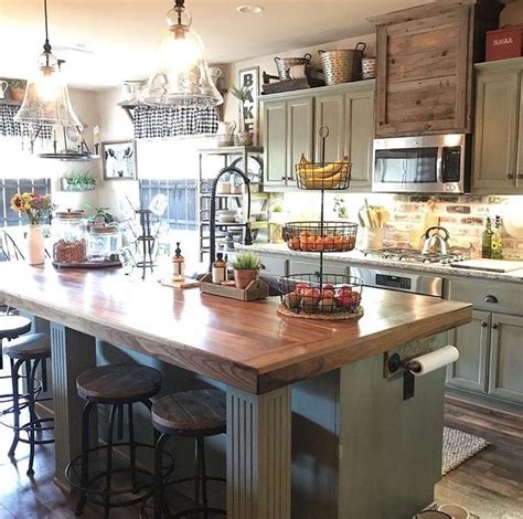 I have always wanted an island, but opted to not have one for space reasons when i built the house. Kitchen Island with Pottery Barn lighting | Kitchen design ...