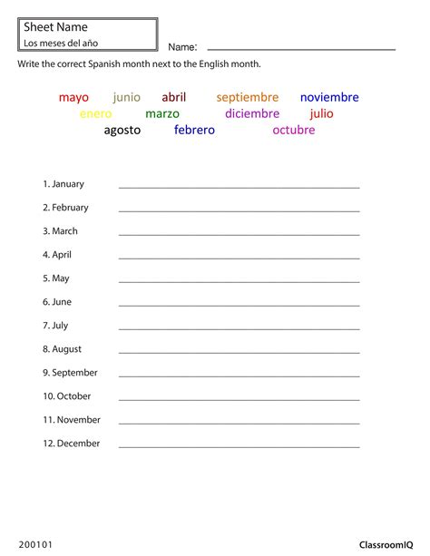 Free Spanish Worksheets For Beginners