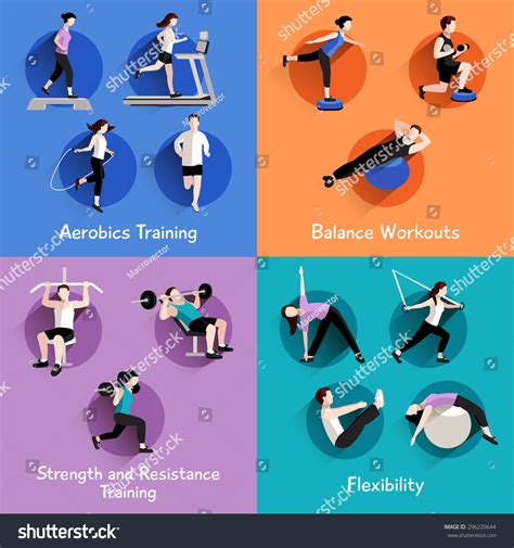 Fitness Aerobic Strength Body Shaping Exercises Stock Vector Royalty