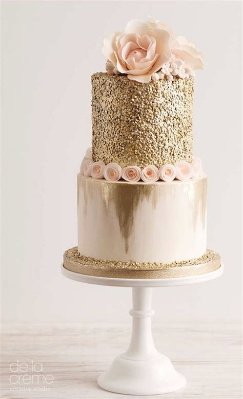 Adorned perfectly with icing and edible decor, they are sure to heighten the joy of the occasions. Glitter Gold and Blush Wedding Cake | Blush flowers, Tier ...