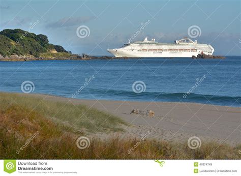 Cruise Ship Enters Port Of Tauronga New Zealand Editorial Stock Photo