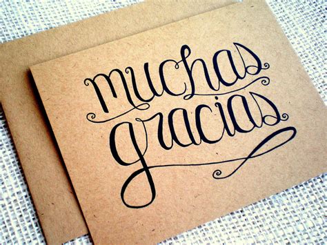 Muchas Gracias Kraft Thank You Cards Set Of 10 Hand Lettered