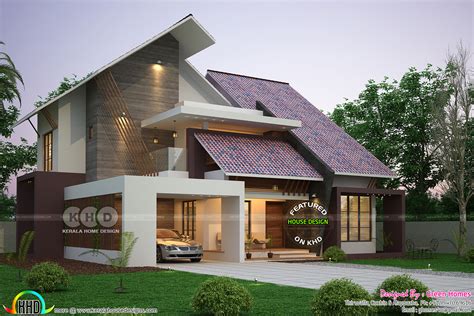 Ultra Modern Slanting Roof House Plan 2450 Sq Ft Kerala