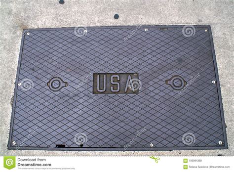 Metal Hatch Cover With Us Inscription Stock Photo Image Of Frame