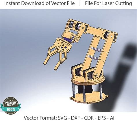 Robot Arm On Servos Laser Cut File Svg Dxf Vector Plans Cnc Etsy Canada