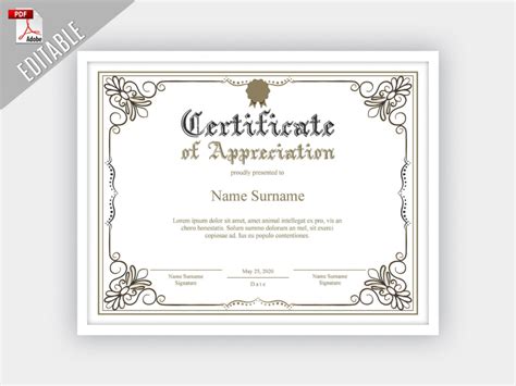 Certificate Of Appreciation Template Editable Free Inside Editable