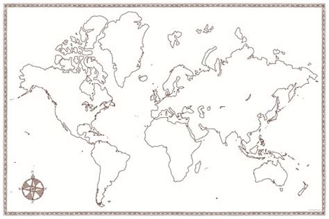 World Map Large Foldable Blank 24 X 36 Beautiful