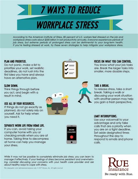 Infographic 7 Ways To Reduce Stress At Work Rue Insurance