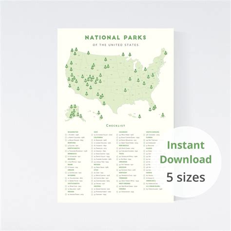Map Of 63 National Parks Bucketlist From 8x12 To Etsy