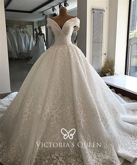 Luxury Beaded Off Shoulder Princess Wedding Ball Gown Vq