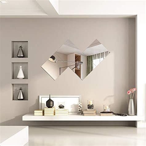 Wall Mirror Set Of 4 Full Length Mirror With Install Accessories Mirror Tiles For Bathroom