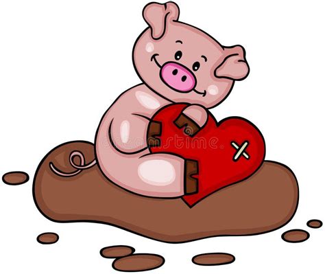 Cute Pig Holding A Heart Stock Vector Illustration Of Design 102465210