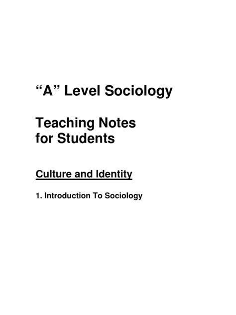 Introduction To A Level Sociology Pdf Sociology Social Science