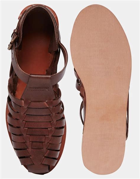 Lyst Asos Fisherman Sandals In Leather In Brown For Men