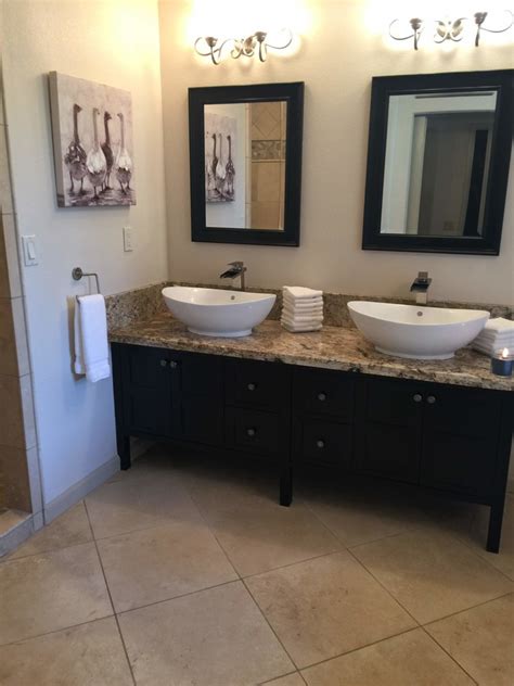 The best double sink vanities can make an even bigger difference because they allow more members of the family to spread out and use the bathroom without jostling for space. same corner-complete with double sink vanity ...