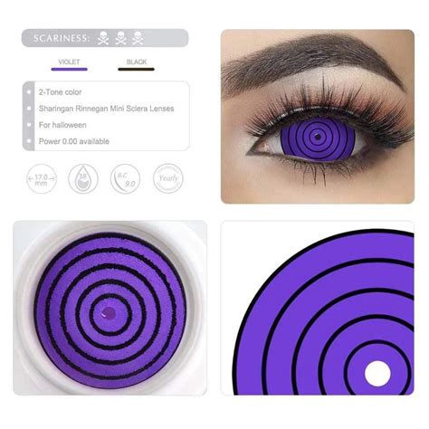 17mm Sharingan Rinnegan Purple Mini Sclera Halloween Contact Lenses