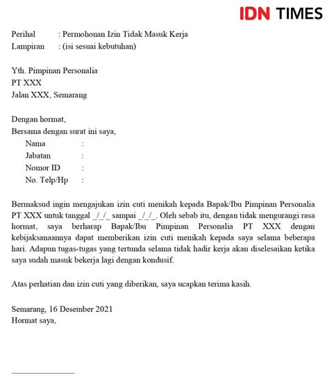 Contoh Surat Izin Tidak Masuk Kerja Karyawan Pabrik Homecare24