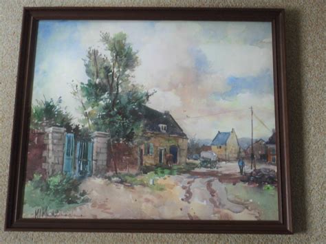 Martinus Leonardus Middelhoek Aquarel Boerderij Landschap Verkocht