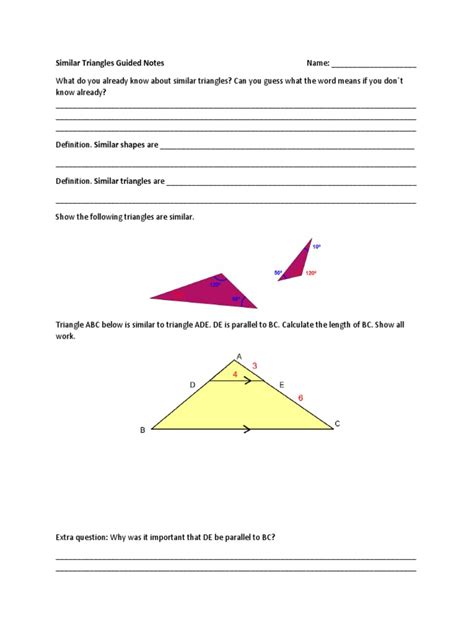 Aa stands for 'angle, angle'. similar triangles guided notes | Triangle | Metre