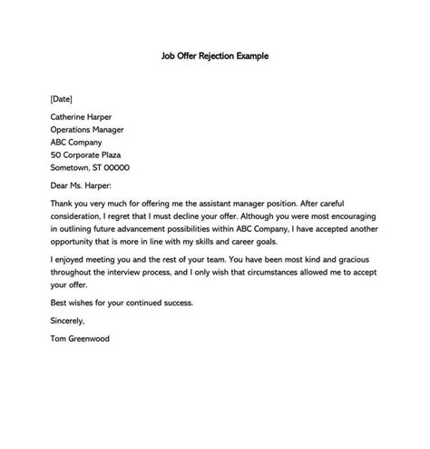 How To Write A Letter Declining An Interview Allingham Script