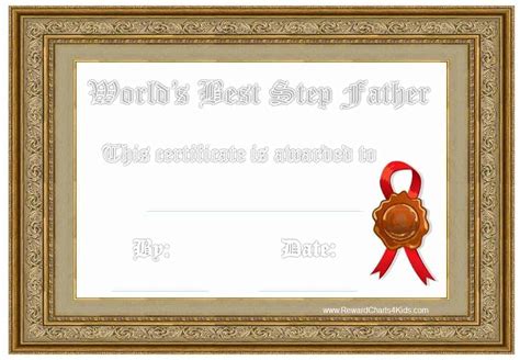 Every third sunday in june is a very special day for dads. Best Step Dad Certificate