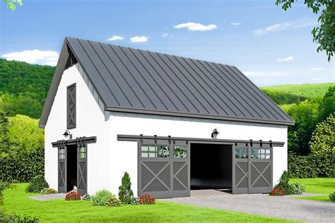 Barn Style Detached Garage Plan With Loft Polebarngarage Garage