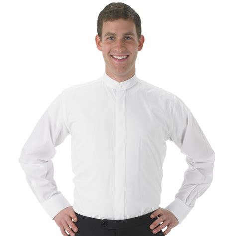 Henry Segal Mens Customizable White Long Sleeve Band Collar Dress
