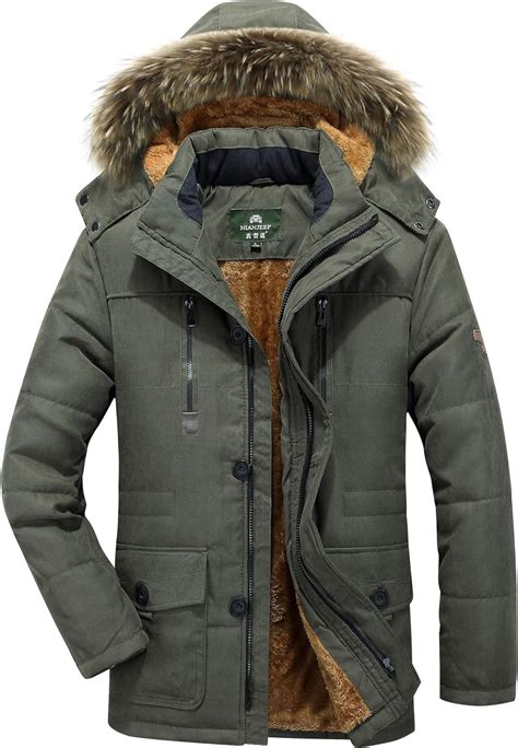 Yyzyy New Mens Faux Fur Hood Parka Padded Winter Hooded Coat Jacket