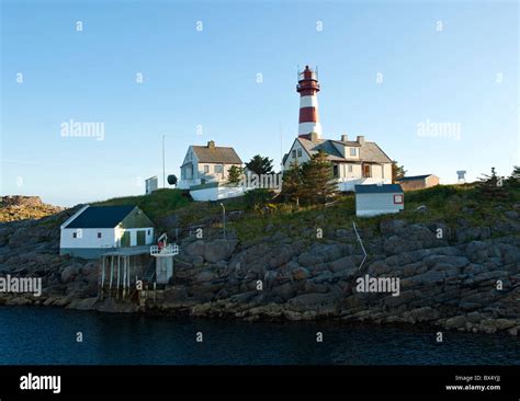 Skrova Fyr Lighthouse In Lofoten Islands North Norway Stock Photo